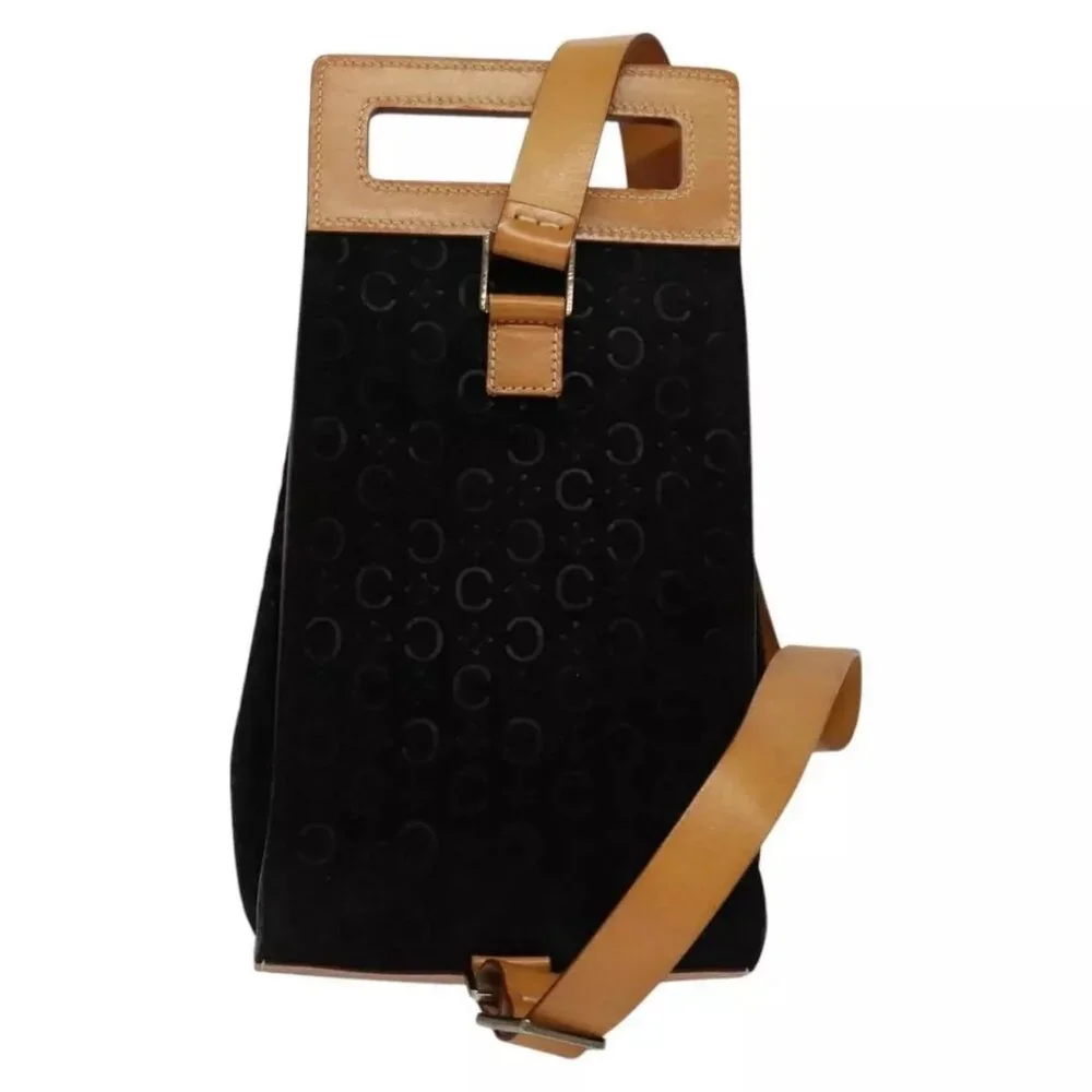 CELINE C Macadam Canvas Shoulder Bag Suede Black Auth - Picture 2 of 16